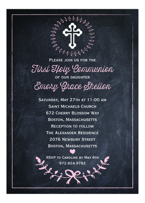 Chalkboard Pale Pink First Communion