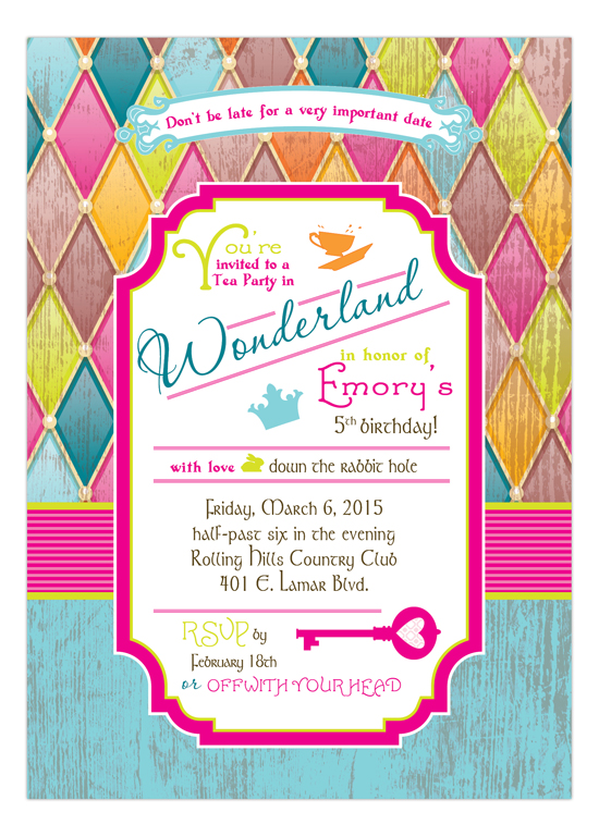 Bright Harlequin Mad Tea Party Invitation