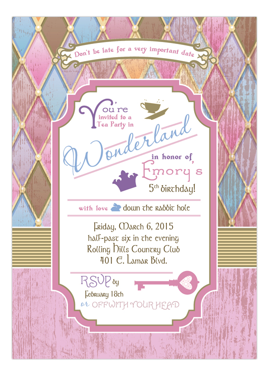 Pastel Harlequin Mad Tea Party Invitation