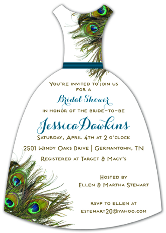 Peacock Dress Wedding Invitation