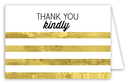 Gold Striped Folded Note Card