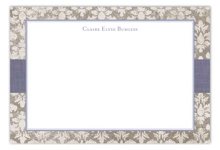 Lavender Damask Cloth Flat Note Card