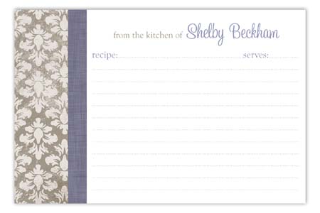 Lavender Damask Cloth Recipe Card