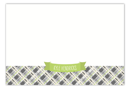 Lime Plaid Banner Flat Note Card
