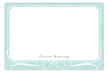 Linen Scrolls Aqua Flat Note Card