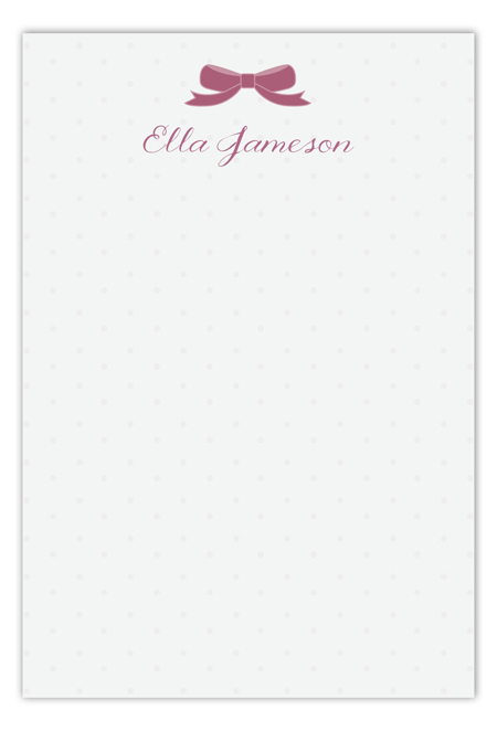 Mauve Bow Flat Note Card