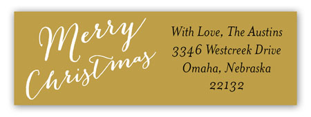 Merry Christmas Gold Ornament Address Label