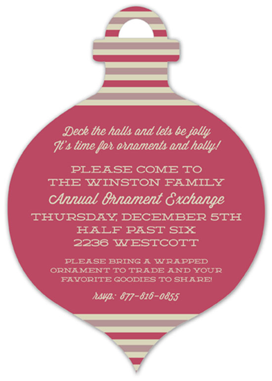 Merry Stripes Ornament Invitation