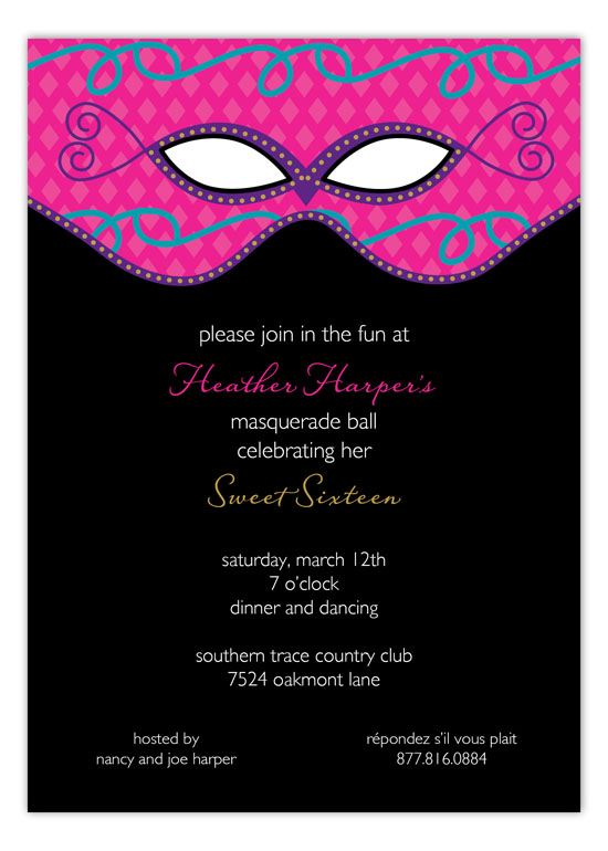Mod Masquerade Sweet 16 Invitations