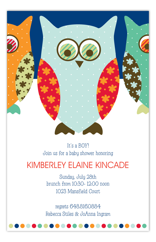 Navy Pattern Owls Invitation