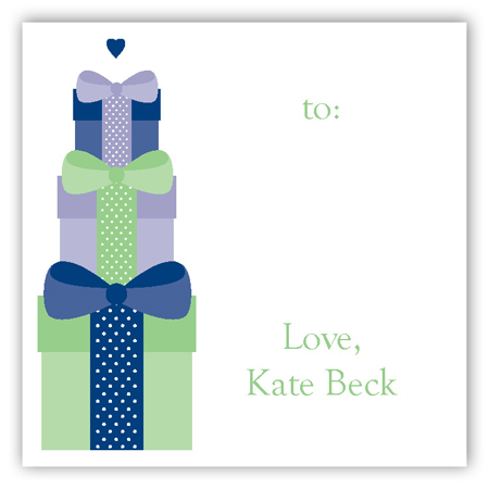 Navy Stacked Presents Gift Tag