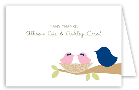 Nested Twin Girls Folded Note Card