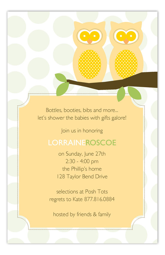 neutral-twin-perched-owls-invitation-pddd-np58tw9126 Baby Shower Invitations