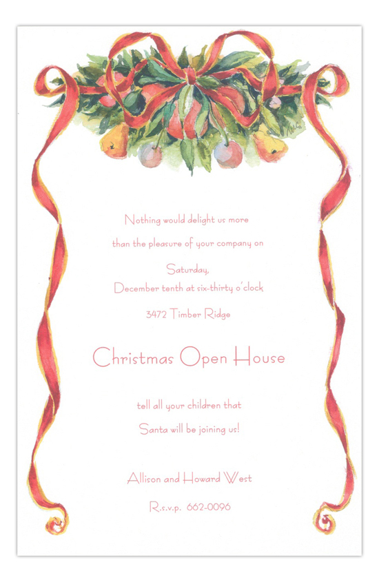 Ribbon Red Holiday Party Invitation