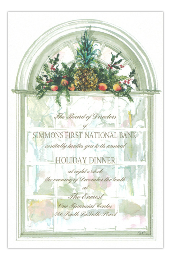 Colonial Window Holiday Party Invitation