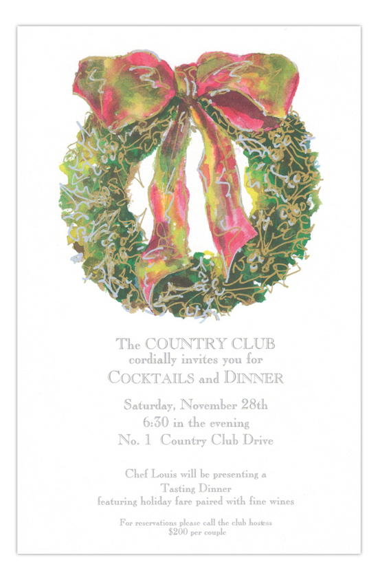 Iridescent Bow Holiday Party Invitation