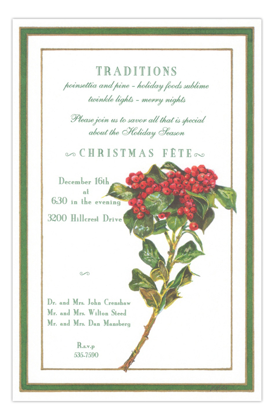 Yaupon Holly Holiday Party Invitation