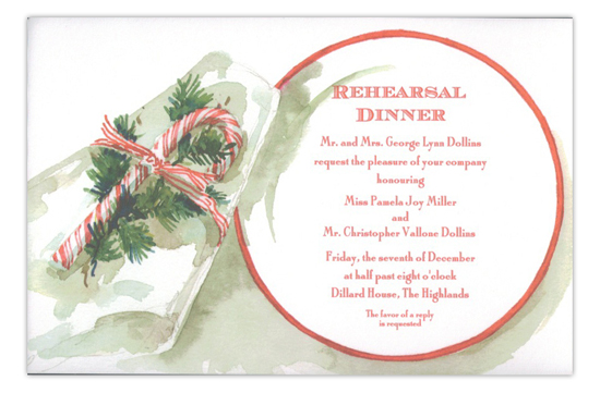 Peppermint Placesetting Rehearsal Dinner Invitation