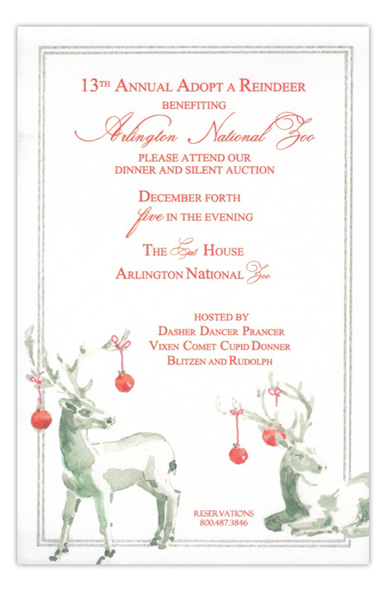 Silver Stags Reindeer Holiday Invitation