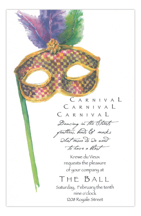 Peek A Boo Carnival Masquerade Party Invitation