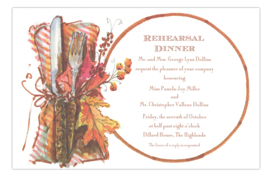 Harvest Supper Formal Rehearsal Dinner Invitation