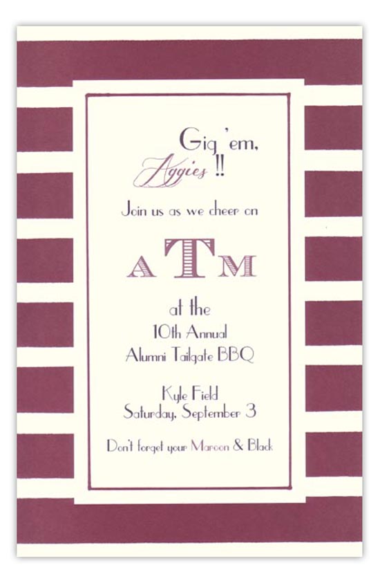 Maroon and White Invitation