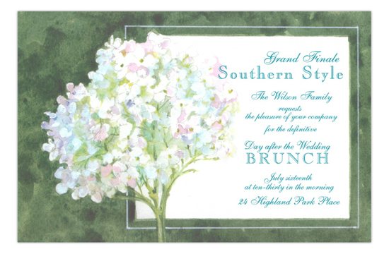 White Hydrangea Wedding Brunch Invitation