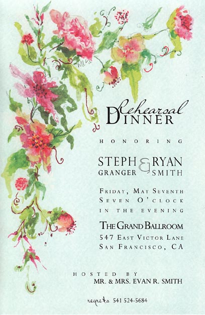 Pean Tendrils and Pinks Invitation