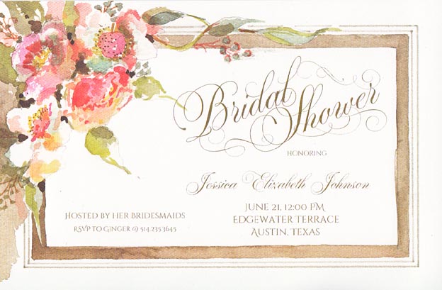 Sketch in Taupe Floral Invitation