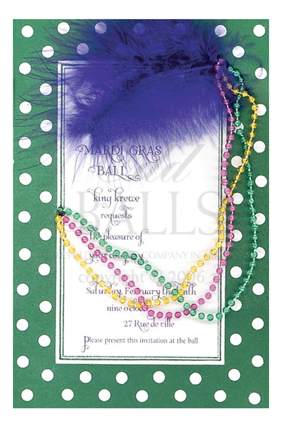 Hokie Pokie Mardi Gras Invitation with Beads