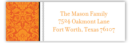 Orange Halloween Damask Address Label