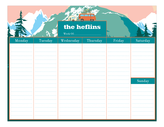 Mountain Family Calendar Pad