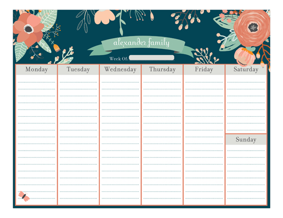 Vintage Floral Calendar Pad