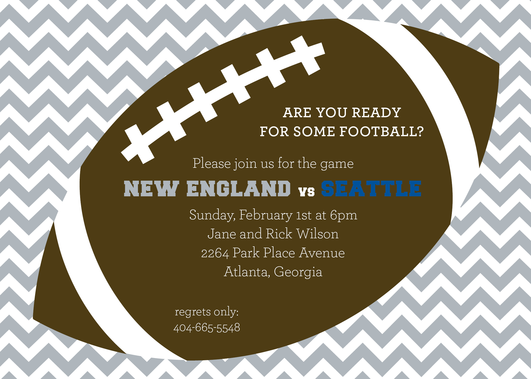 Silver Chevron Tailgate Football Party Invitation