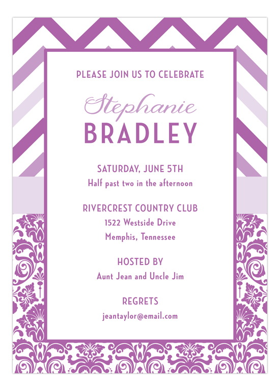 Marsala Chevron and Damask Party Invitation