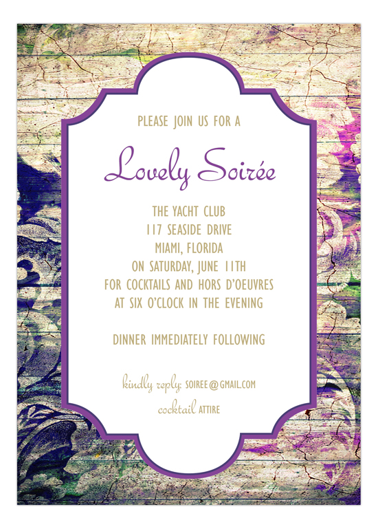 Marsala Purple Distressed Floral Party Invitation