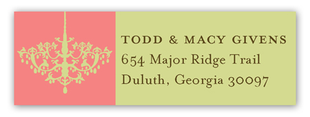 Peach Chandelier Address Label