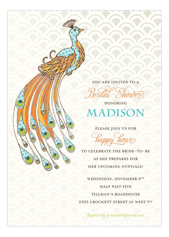 Pretty Peacock Bridal Shower Invites