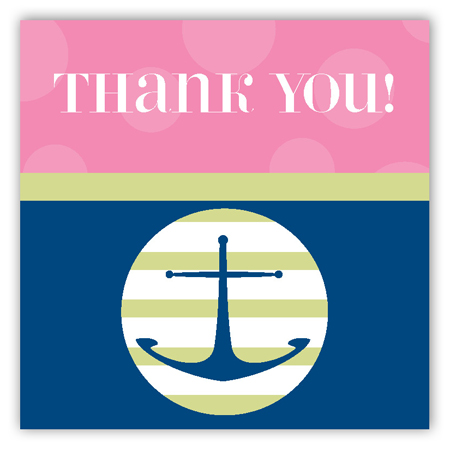 Pink Anchors Away Nautical Sticker