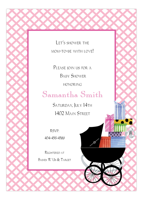 Pink Baby Buggie Invitation