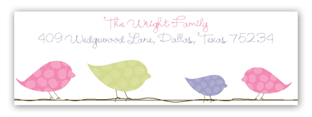 Pink Birds on a Wire Address Label