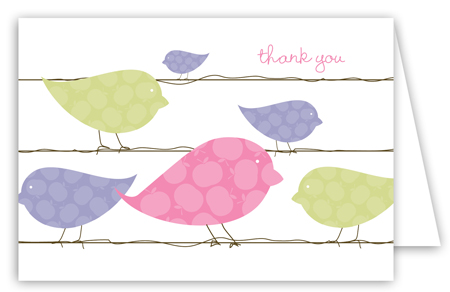 Pink Birds on a Wire Folded Note Card