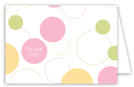 Pink Bubble Dots Folded Note Card