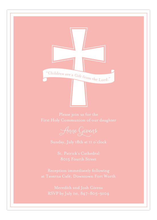 Pink Cross Banner Communion Invites