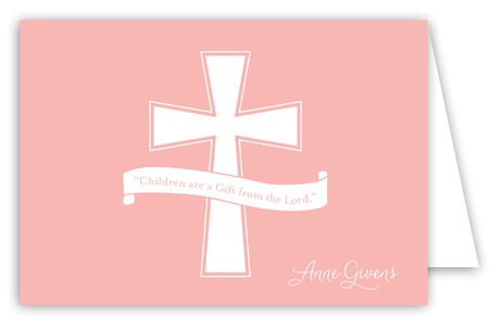 Pink Cross Banner Note Card