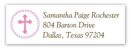 Pink Cross Pendant Return Address Labels