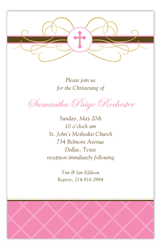 Pink Cross Pendant Invitation