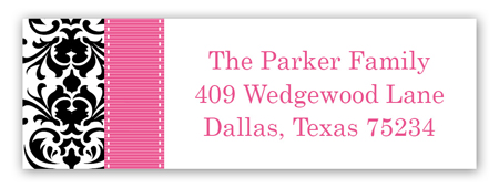 Pink Damask Personalized Return Address Labels