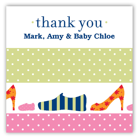 Pink Family Shoes Square Sticker