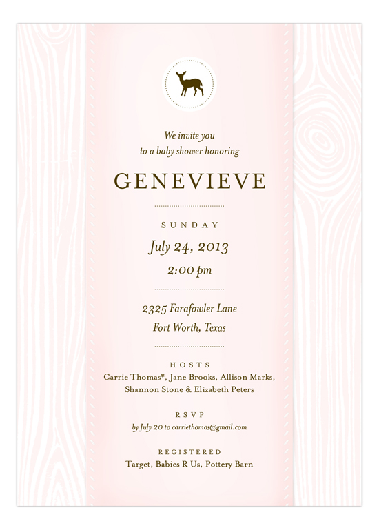 Pink Faux Bois Invitation